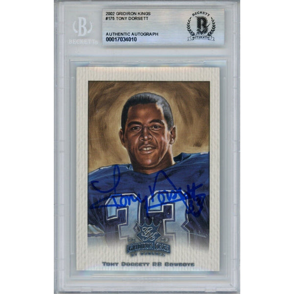 Tony Dorsett Autographed 2002 Gridiron Kings #175 Trading Card Beckett 43827