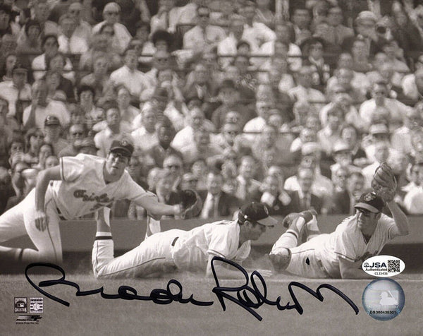 Brooks Robinson Signed Orioles Triple Diving Image B&W 8x10 Photo - (JSA COA)