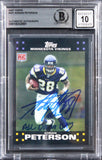 Vikings Adrian Peterson "ADD" Signed 2007 Topps #301 RC Card Auto 10! BAS Slab