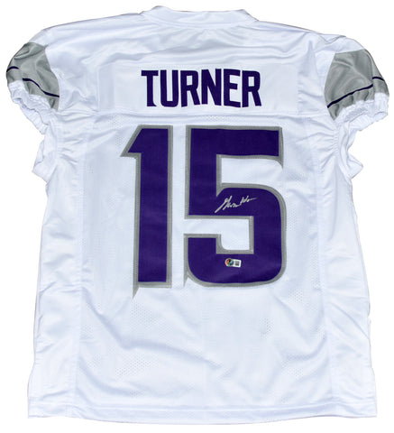 DALLAS TURNER SIGNED MINNESOTA VIKINGS WHITE WINTER WARRIOR #15 GAME CUT JERSEY