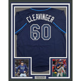 Framed Autographed/Signed Garrett Cleavinger 35x39 TB Navy Jersey JSA COA