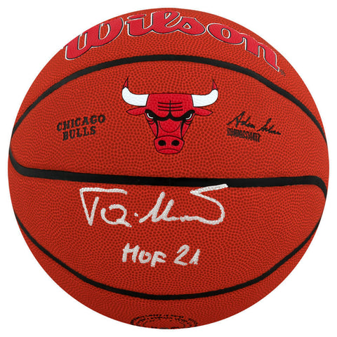 Toni Kukoc Signed Wilson Chicago Bulls Logo NBA Basketball w/HOF'21 - (SS COA)