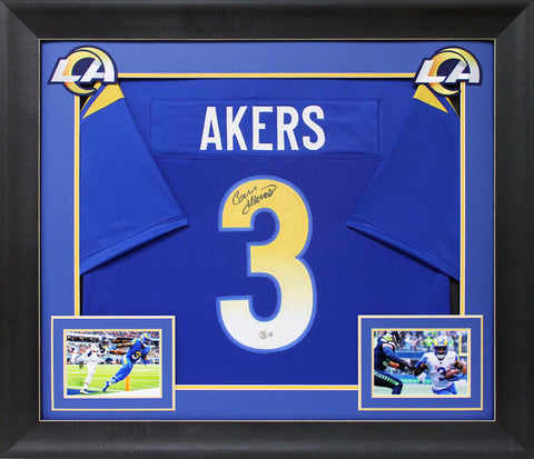 Cam Akers Authentic Signed Blue Pro Style Framed Jersey BAS Witnessed