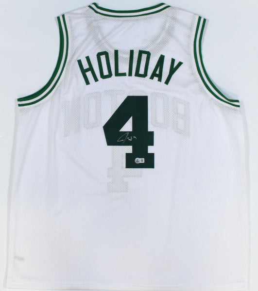 Jrue Holiday Autographed White Pro Style Jersey - Beckett W Hologram *Silver