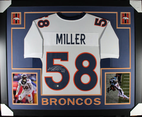 Von Miller Autographed Pro Style White XL Framed Jersey 35x43 Beckett 51230