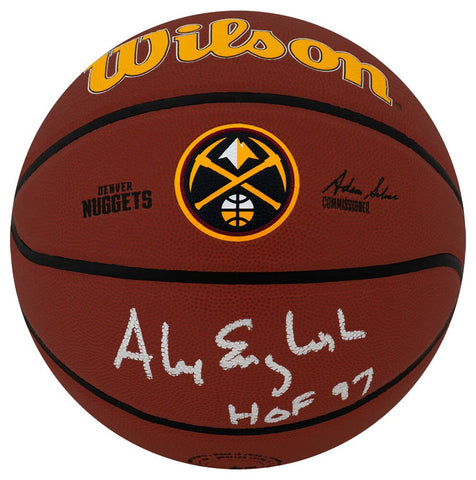 Alex English Signed Nuggets Logo Wilson NBA Basketball w/HOF'97 - (SCHWARTZ COA)