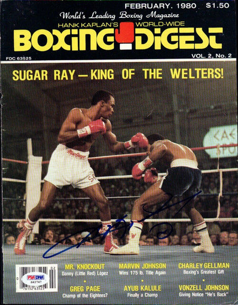 Sugar Ray Leonard Autographed Boxing Digest Magazine Cover PSA/DNA #S42747