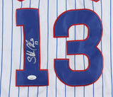 Starlin Castro Signed Chicago Cubs Pinstriped Majestic Style Jersey (JSA)