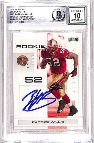 Patrick Willis Signed 2007 Playoff #125 Card Grade 10 Auto Beckett 38720