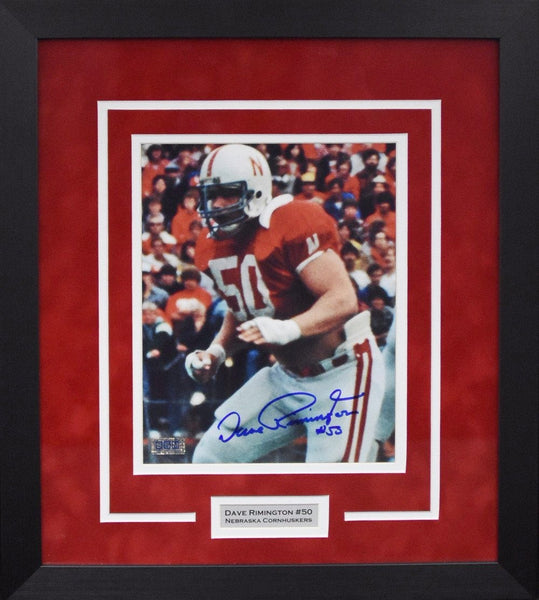 DAVE RIMINGTON AUTOGRAPHED NEBRASKA CORNHUSKERS 8x10 FRAMED PHOTO COA