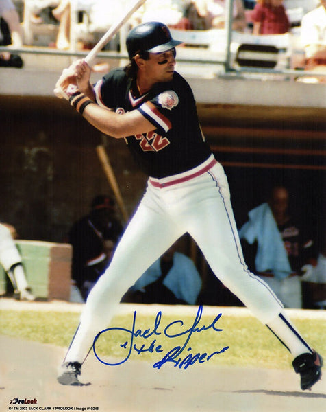 Jack Clark Signed Giants Batting Action 8x10 Photo w/The Ripper - (SCHWARTZ COA)