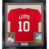 FRAMED Autographed/Signed CARLI LLOYD 35x39 Red Team USA Jersey JSA COA