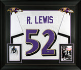 Ray Lewis Authentic Signed White Pro Style Framed Jersey Autographed BAS Witness
