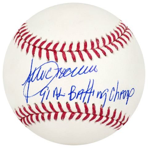 Julio Franco Signed Rawlings MLB Baseball w/91 AL Batting Champ - (SCHWARTZ COA)