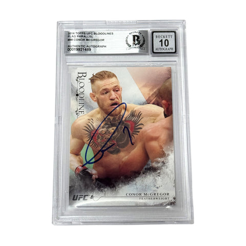 Conor McGregor Signed 2014 Topps UFC Bloodlines Flag Parallel /148 - BGS AUTO 10