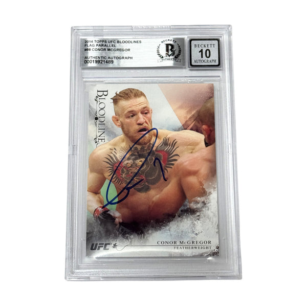 Conor McGregor Signed 2014 Topps UFC Bloodlines Flag Parallel /148 - BGS AUTO 10