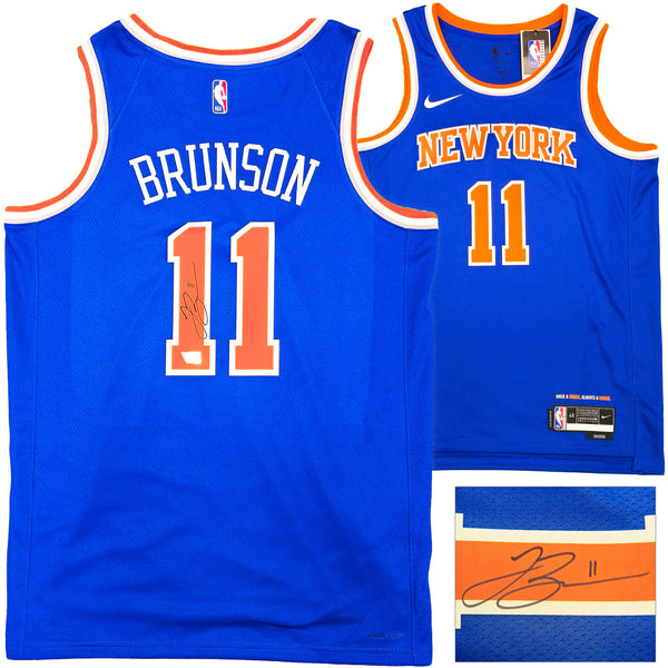 KNICKS JALEN BRUNSON AUTOGRAPHED NIKE SWINGMAN JERSEY SIZE 48 FANATICS 230124