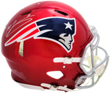 Mac Jones Signed Patriots Flash Red Full Size Authentic Speed Helmet Beckett Wit