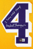 Mychal Thompson "2x NBA Champ" Authentic Signed Yellow Pro Style Jersey BAS Wit