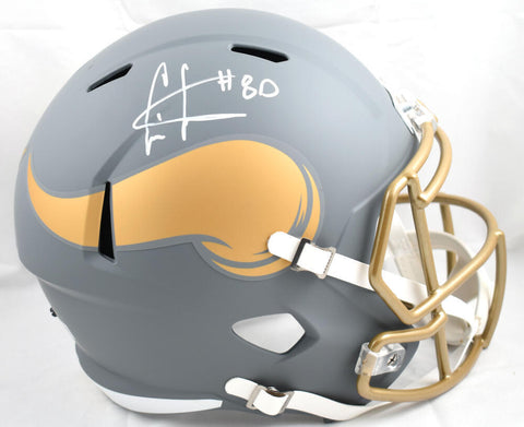 Cris Carter Autographed Minnesota Vikings F/S Slate Speed Helmet-Beckett W Holo
