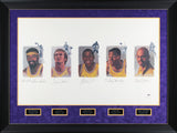 Lakers Legends (5) Chamberlain Jabbar Johnson Signed & Framed 22x39 Litho BAS 1