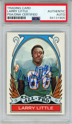 Larry Little Autographed 1972 Topps #267 Rookie Card HOF PSA Slab 43605