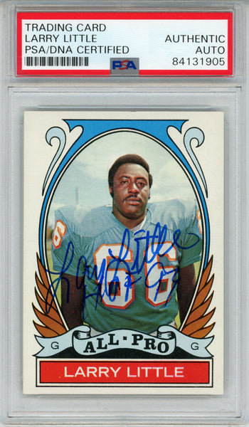 Larry Little Autographed 1972 Topps #267 Rookie Card HOF PSA Slab 43605