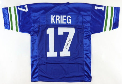 Dave Krieg Signed Seattle Seahawks Jersey (JSA COA) 3xPro Bowl Quarterback
