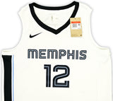 MEMPHIS GRIZZLIES JA MORANT AUTOGRAPHED WHITE NIKE ASSOCIATION JERSEY 48 BECKETT
