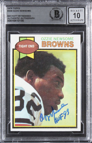Browns Ozzie Newsome "HOF 99" Signed 1979 Topps #308 Card Auto 10! BAS Slabbed