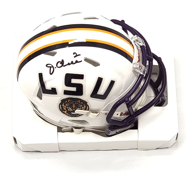 Ja'Marr Chase Autographed LSU Tigers White Mini Helmet Beckett Witnessed