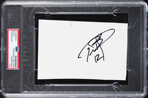 Buccaneers Tom Brady Authentic Signed 4x6 Cut Signature PSA/DNA Slabbed
