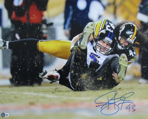Troy Polamalu HOF Autographed 16x20 Photo Pittsburgh Steelers Beckett 178379