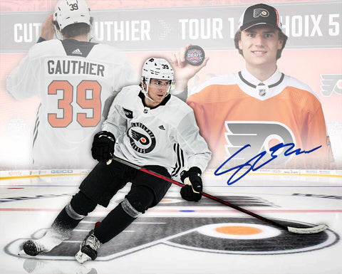 Cutter Gauthier Philadelphia Flyers Autographed Signed Draft 8x10 Photo JSA PSA