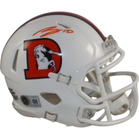 Bo Nix Autographed Denver Broncos 2023 ALT Mini Helmet Beckett Witness 57281