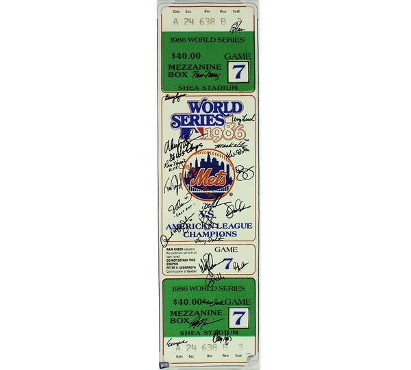 Dwight Gooden, Darryl Strawberry +21 Signed Mets 1986 World Series Mega Ticket
