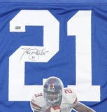 Tiki Barber Signed New York Giant Photo Jersey (Steiner) 3xPro Bowl RB 2004-2006