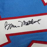 Autographed/Signed Bruce Matthews Houston Blue Football Jersey Beckett COA