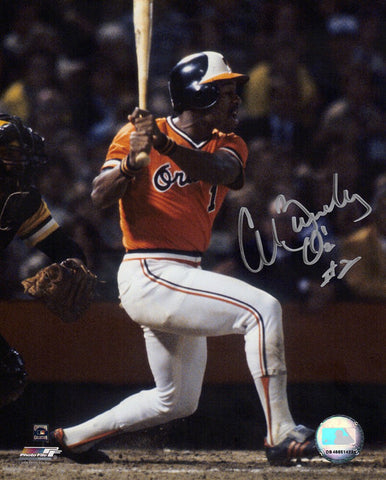 Al Bumbry Signed Orioles Orange Jersey Swinging 8x10 Photo - (SCHWARTZ COA)