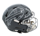 J Kelly, A Reed, T Thomas Signed Buffalo Bills Flex Auth Slate Cust Decal Helmet