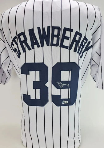 Darryl Strawberry Signed New York Yankees Jersey (Beckett) 3xWorld Series Champ