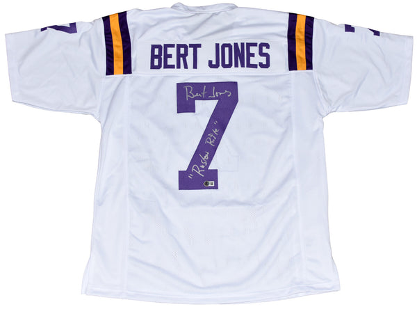 BERT JONES AUTOGRAPHED LSU TIGERS #7 WHITE JERSEY BECKETT W/ RUSTON RIFLE