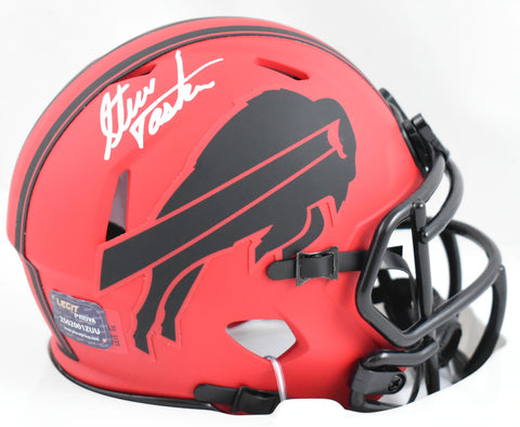 Steve Tasker Autographed Buffalo Bills Rave Speed Mini Helmet - Prova *White