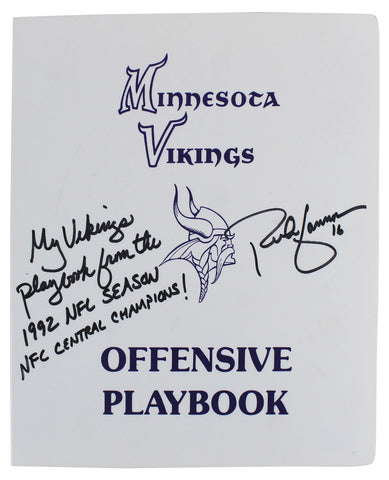 Vikings Rich Gannon "NFC Central Champions" Signed 1992 Offensive Playbook BAS
