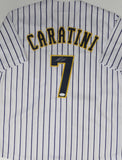 Brewers Catcher VICTOR CARATINI Signed Custom Replica Pinstripe Jersey AUTO JSA