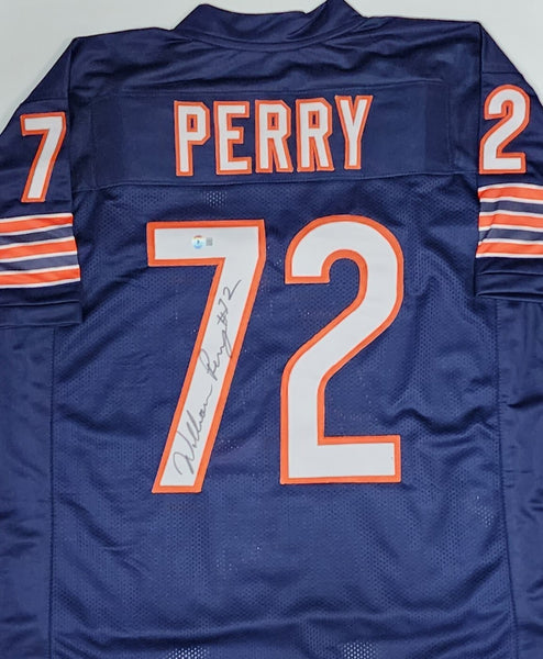 Chicago Bears SB Champ WILLIAM PERRY Signed Custom Replica Navy Jersey - BAS