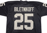 RAIDERS FRED BILETNIKOFF AUTOGRAPHED BLACK JERSEY SB XI MVP BECKETT 230002