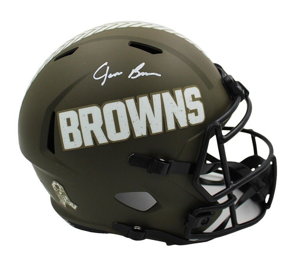 Jim Brown Signed Cleveland Browns Speed Full Size Salute to Service NFL Helmet