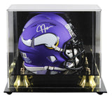 Vikings Justin Jefferson Signed Purple Speed Mini Helmet w/ Case BAS Witnessed