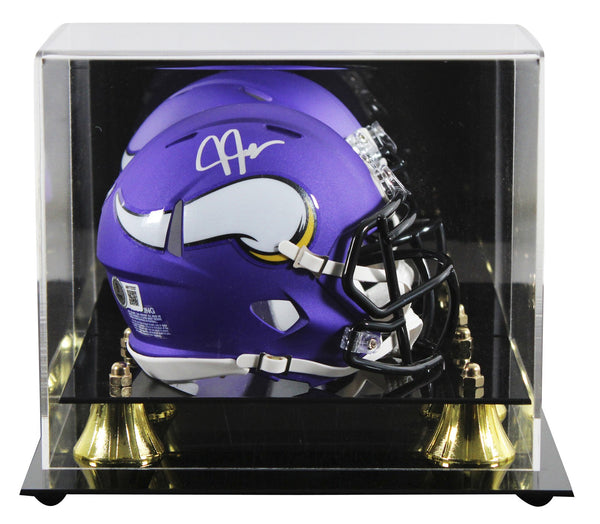 Vikings Justin Jefferson Signed Purple Speed Mini Helmet w/ Case BAS Witnessed